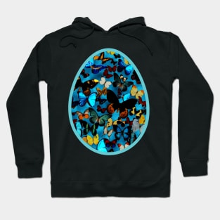 Blue Easter Egg With Colorful Butterflies for Spring Hoodie